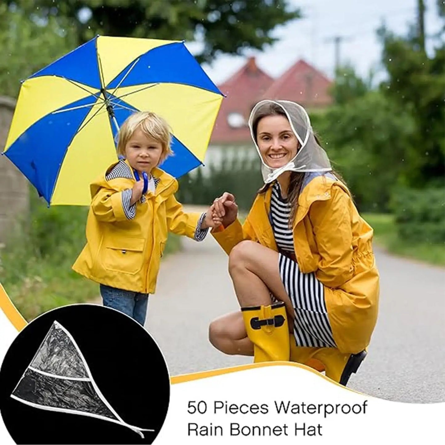 Wide Brim Waterproof Rain Hat for Women – Clear Shield