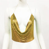 Women's Glitter Sequin Halter Top | Backless Camisole