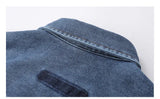 Mens High Quality Custom Weave Slub Deconstructed Patchwork Denim Shirt Trendy Distressed Wash Streetwear Casual Long Sleeve