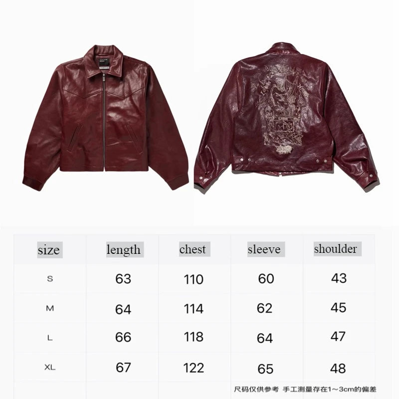 Burgundy Embroidered Streetwear Jacket