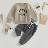 Toddler Boy "Little Dude" 2-Piece Fall/Winter Outfit | Long Sleeve Sweatshirt & Pants Set