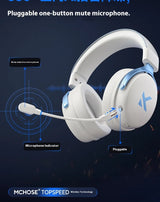 MCHOSE V9 Pro Wireless Bluetooth Headset with Tri-Mode Mic Noise Reduction Dynamic Sound And Low Delay Office And Gaming Gifts