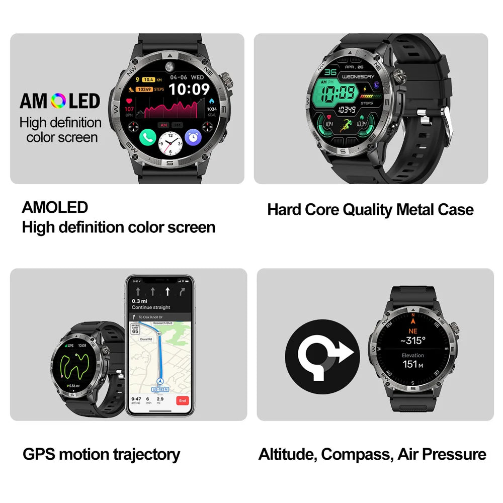 NORTH EDGE GPS Smart Watch – AMOLED, Bluetooth & IP68