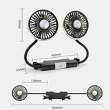 SEAMETAL Dual-Head USB Car Fan | 3-Speed 360° Cooling