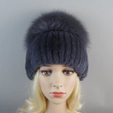 Women's Luxury Rex Rabbit & Fox Fur Beanie Hat