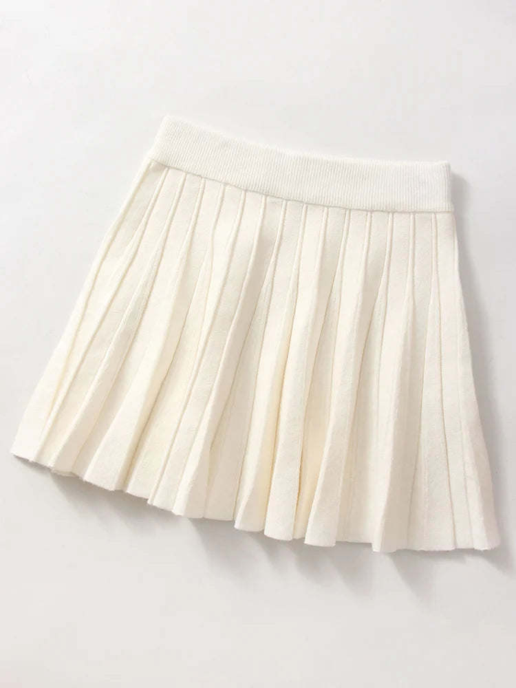 Elegant Knit Pleated Mini Skirt for Women