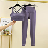 TRY TO BN 2 Piece Yoga Set Women's Tracksuit Sports Bra High Waist Leggings Tummy Control Squat Proof Workout Outfit Gym Clothes