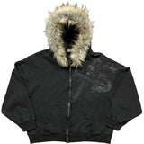 Y2K Aesthetic Faux Fur Zip-Up Hoodie