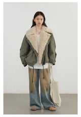 Women's Retro Motorcycle Cotton Jacket - Warm Winter Coat