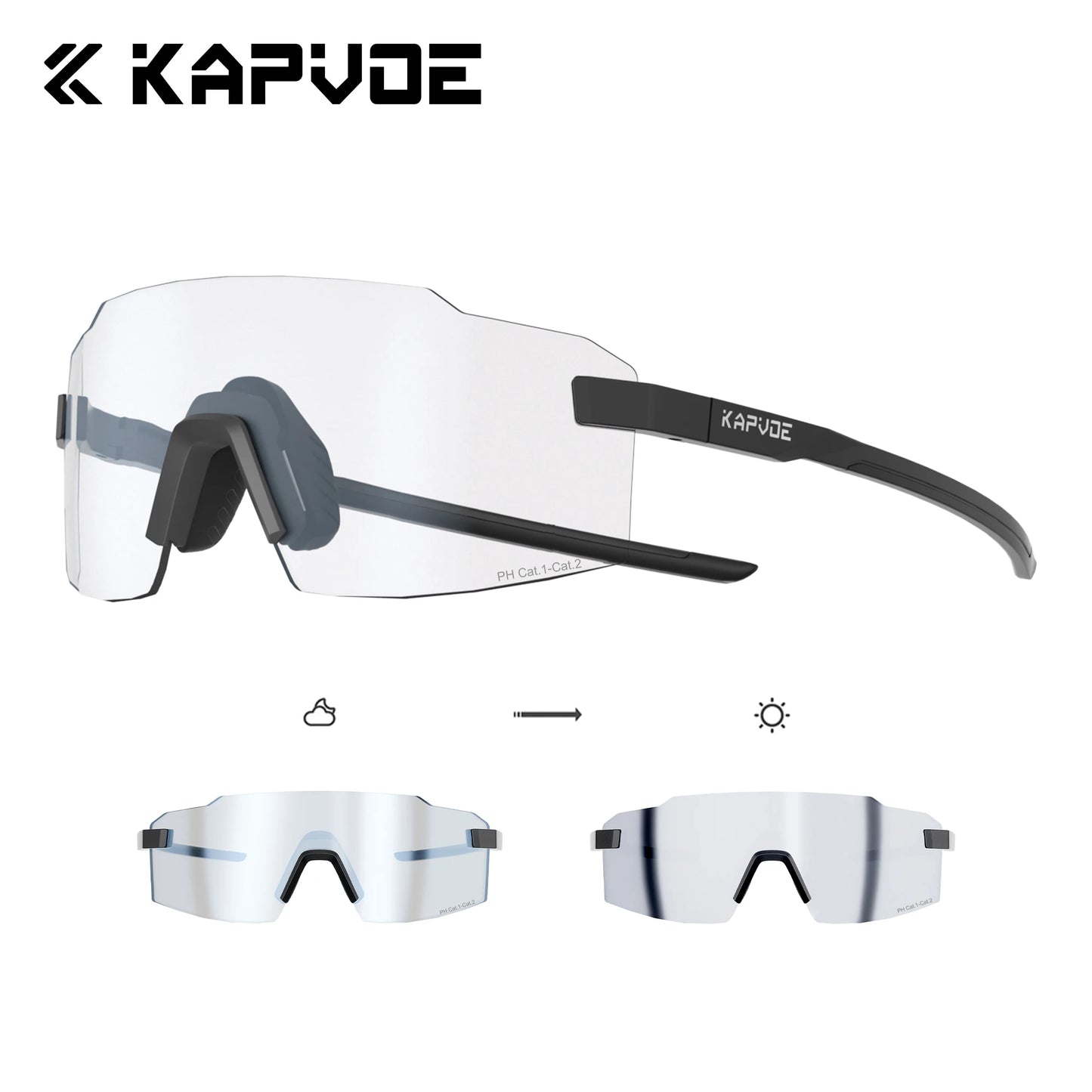 Kapvoe Fashion Sunglasses for Men Photochromic Runnning Glasses Light-Weight Cycling Glasses Bike Women UV400 Hiking Eyewear
