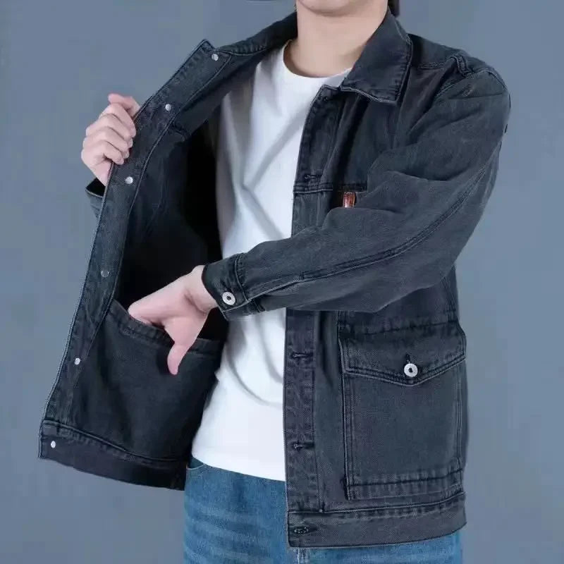 Men's Stylish Blue Denim Jacket – Loose Fit Casual Y2K Jean Coat (USA Made)