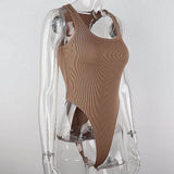 Women's Sleeveless Off-Shoulder Halter Knit Bodysuit