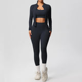 3pcs Sportswear Yoga Set Gym Sports Bra Zipper Jacket Leggings Clothes Sportswear Yoga Suits For Women Fitness Set Tracksuit