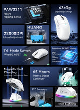 Attack Shark X11 PAW3311 22KDPI 400IPS  Wireless Mouse ,Tri-Mode Connection 2.4GHz/Wired/Bluetooth RGB  PC Gaming Mouse
