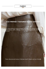 AMII Minimalist PU Leather Skirt for Women