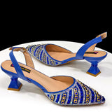 Rhinestone Pointed-Toe Slingback Heels & Bag Set