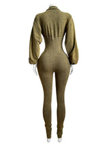 Ribbed Distressed V-Neck Jumpsuit