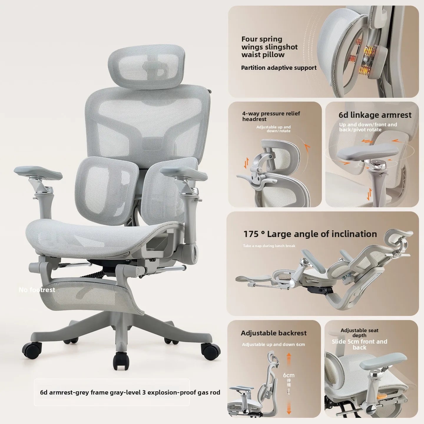Ergonomic Gaming Chair with 6D Armrest & Lumbar Support