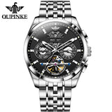 OUPINKE 3251 Men's Watches Flywheel Automatic Mechanical Original Wristwatch for Man Waterproof Luminous Perpetual Dual Calendar