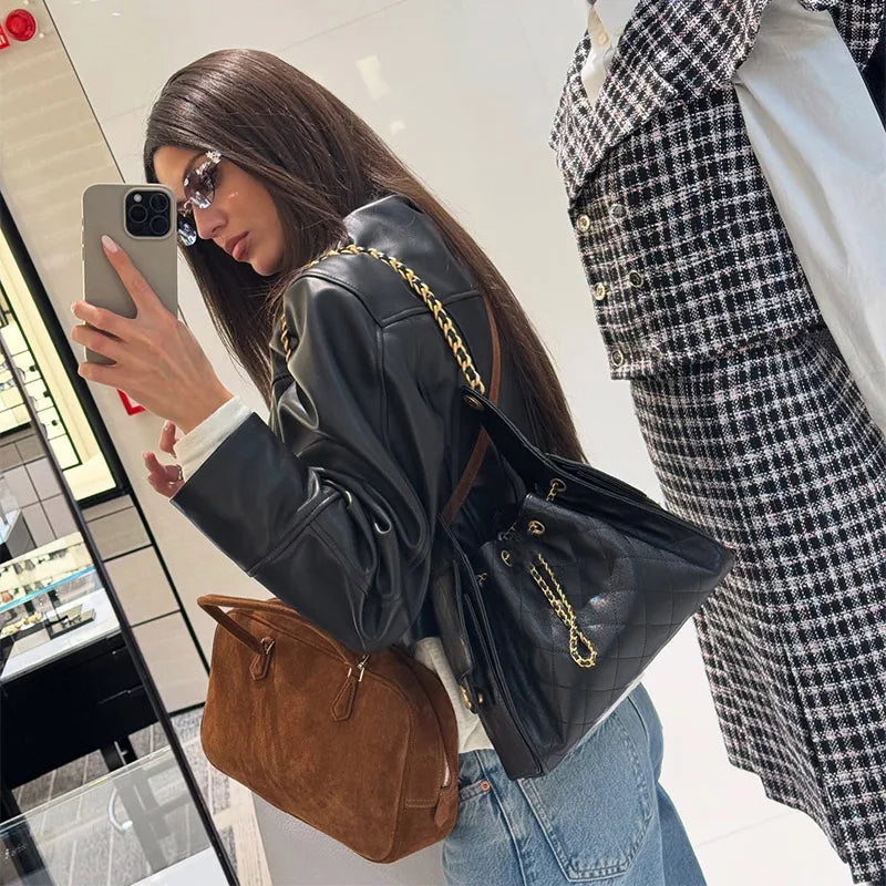 Slim Fit Faux Leather Jacket Women Classic Moto Biker PU Fitted Zipper Jackets Spring Autumn Basic Coat Office Street Outerwear