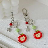 Elegant Phone Charm Lanyard Colorful Fruit Beaded Keychain Stylish Keyring Fashionable Bag Purse Pendant for Women Girls