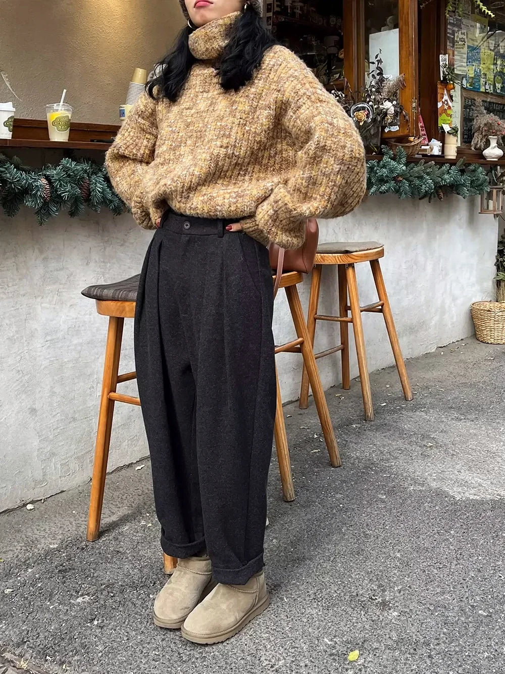 Women's High-Waist Ankle Pants with Pockets
