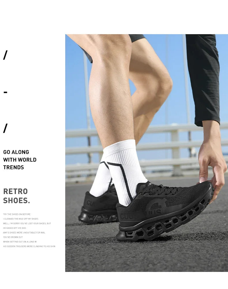 Casual Sneakers Men's Cushion Running Trainers Shock Absorbing Supercritical EVA Sneakers Breathable Fitness Athletic Shoes