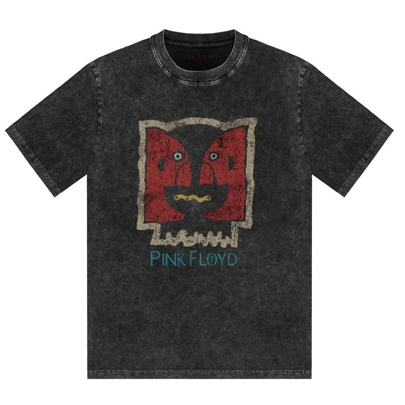 Floyd Rock Pink Delayed Washed  New Arrival Mens Clothes Tee Shirt Homme Graphic T-Shirts Men Tshirt for Men Ropa Hombre
