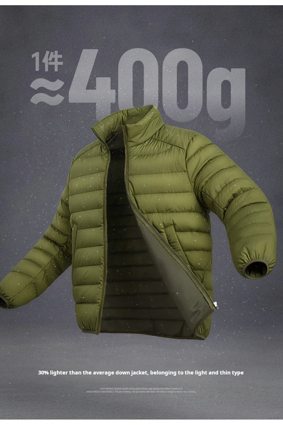 Maden Men's Lightweight Down Jacket | Stand Collar Puffer