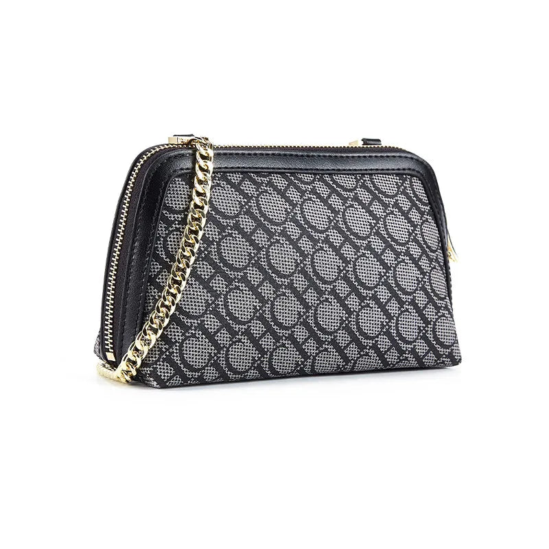 Letter Printed Suede-Style Luxury Chain Shoulder Bag
