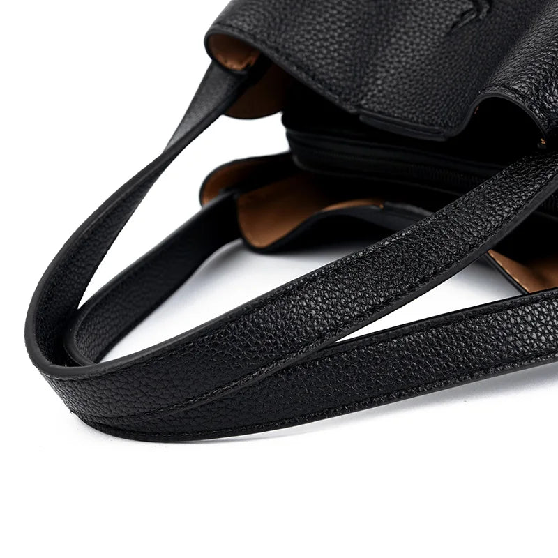 Genuine Brand Sturdy Durable Soft Leather Top-handle Bags Female Handbags Women 3 Layer Shoulder Crossbody Totes Messenger Bag