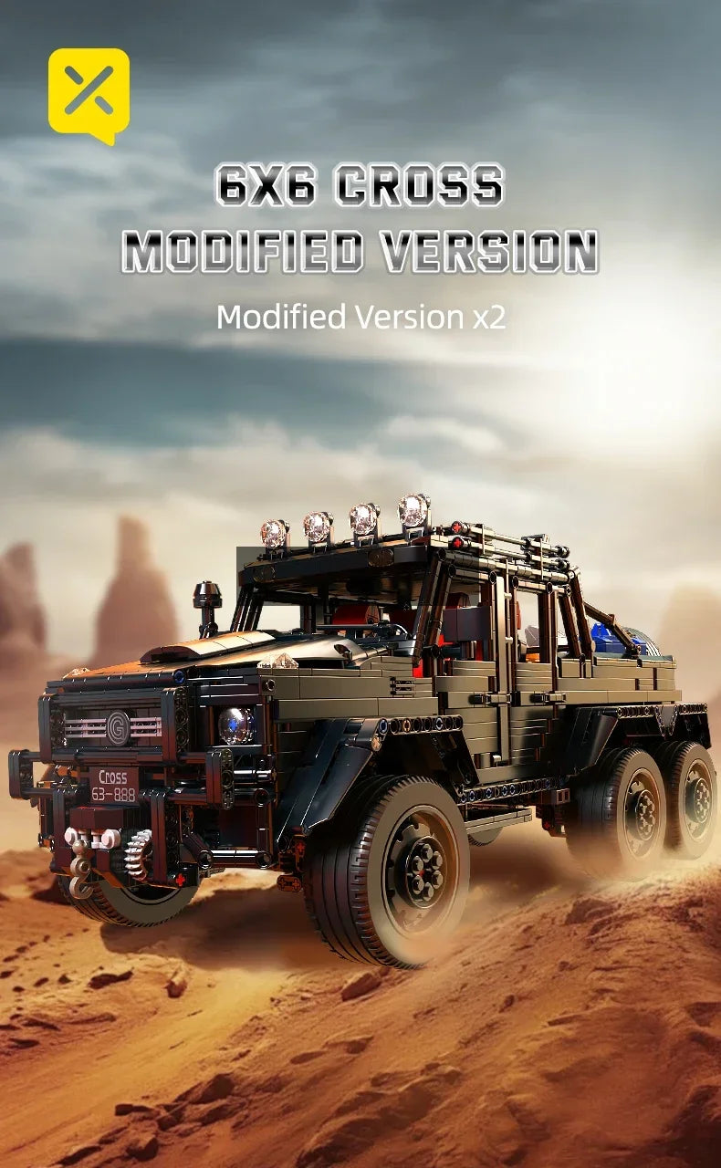 ToylinX Off-Road SUV Black Kits 1/8 Scale Pickup Truck Car Challenge Building Blocks Gift for Technical Enthusiasts Adults