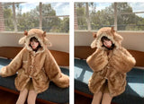 Women's Hooded Faux Fur Coat with Deer Ears