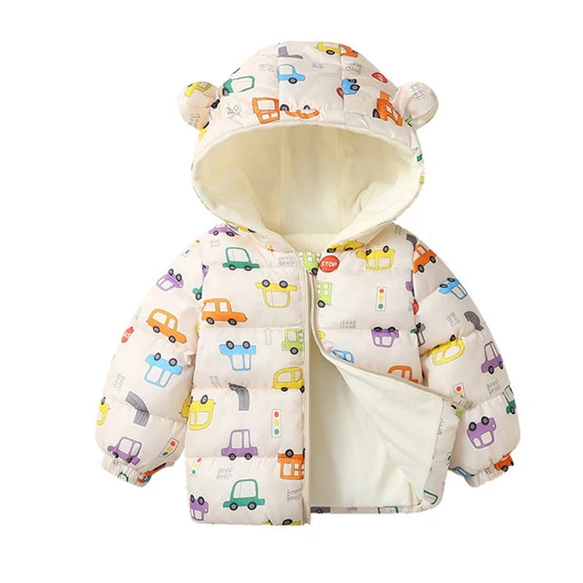 Kids’ Plush Cartoon Hooded Jacket