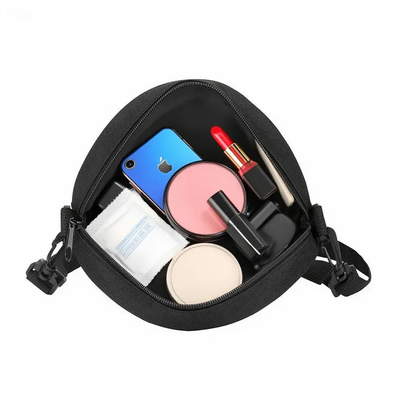 Women Orange White Cat Moon Round Crossbody Bag, Soft Light Zipper Shoulder Bag, Trendy Handbag for Work Shopping Travel