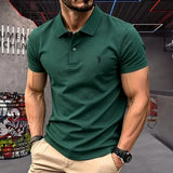 Men's 100% Cotton Polo Shirt — Embroidered Short Sleeve Golf Top