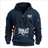 Men’s Printed Fleece Hoodie with Zipper Details
