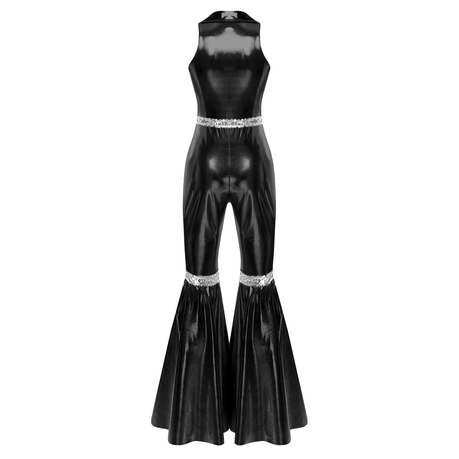 Women's 70s Disco Sequin Jumpsuit – Retro Bell-Bottom