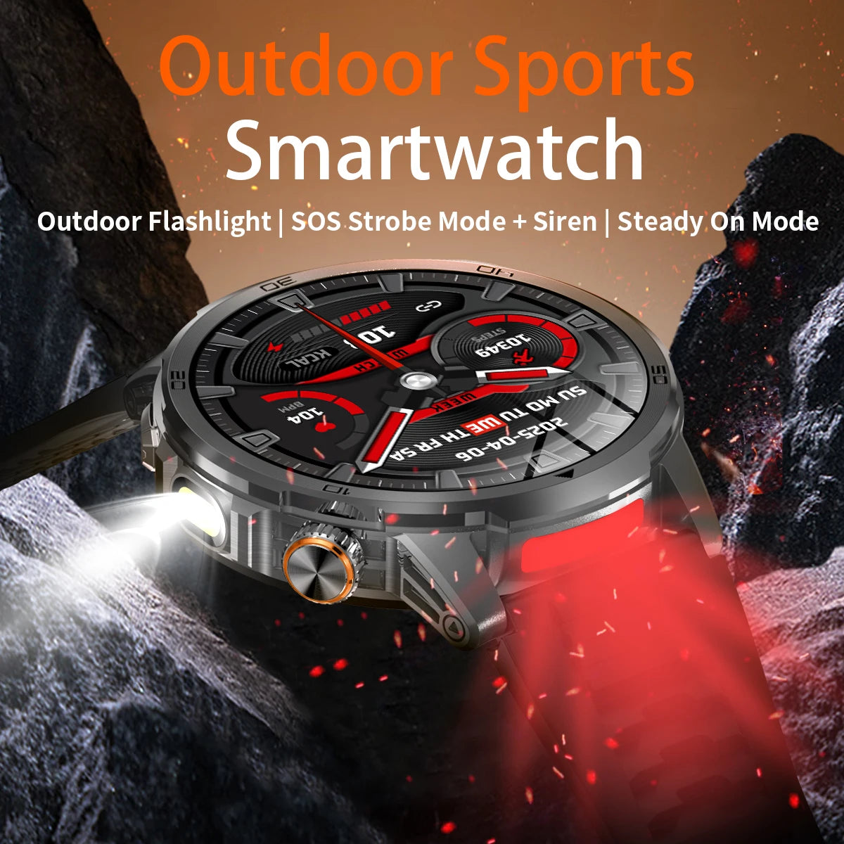 GUHUAVMI AK95 Pro Smartwatch – AMOLED, GPS & Flashlight