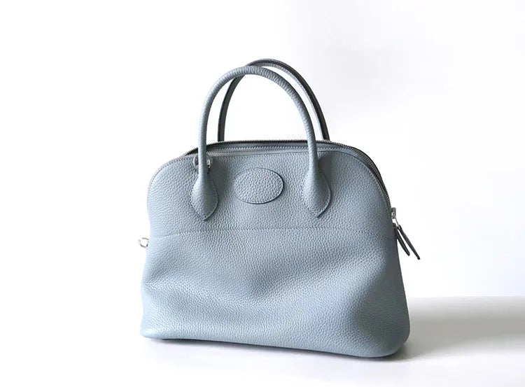 Premium Semi-handmade First-layer Cowhide Bowling Bag Portable Shoulder Large Shell Bag Commuting Temperament Versatile