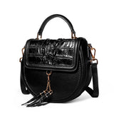 KEXIMA Crocodile Embossed Leather Round Shoulder Bag