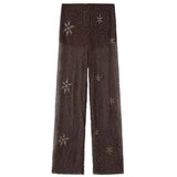 Beaded High-Waist Sequin Trousers