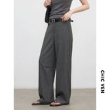 Women's Herringbone Wide-Leg Office Trousers
