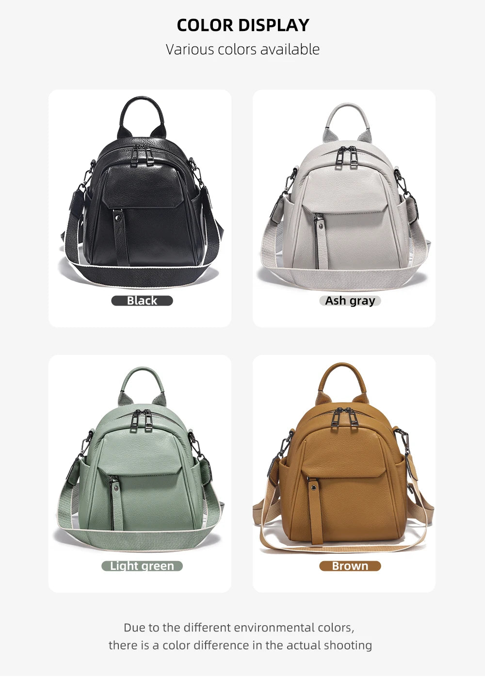 Zency Soft Genuine Leather Women Small Casual Backpack Travel Rucksack Shoulder Bag Purse Preppy Style Mochila 2025
