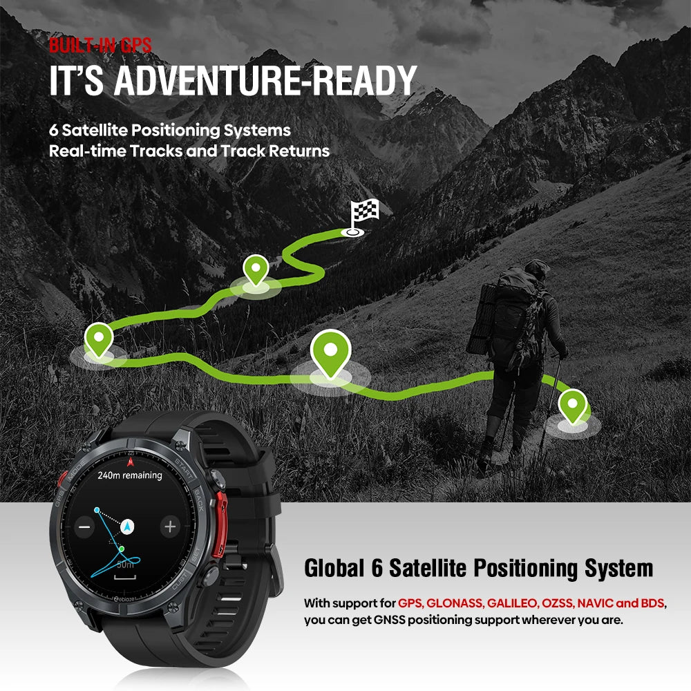 Zeblaze Stratos 4 GPS Smartwatch – AMOLED 1.43"