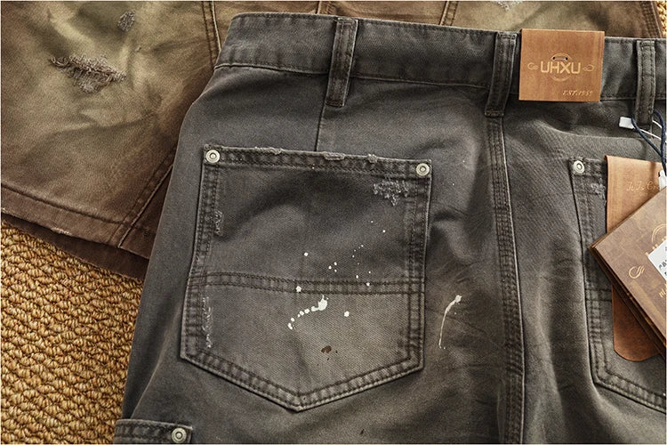 Men's Vintage Washed Cargo Shorts | Textured Cotton