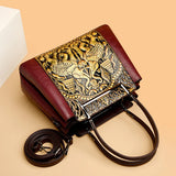 New Vintage Embossed Handmade Handbag For Women Versatile PU Leather Shoulder Bag 3 Layers Large Capacity Crossbody Bags Female