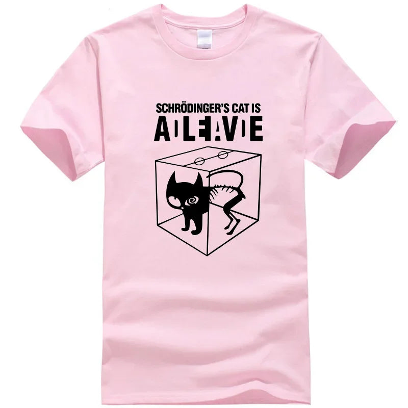 Men's T-shirt Top Quality Cotton Schrodinger's Cat Print Summer Short Sleeve Men T Shirt Casual The Big Bang Theory Mens Tshirt