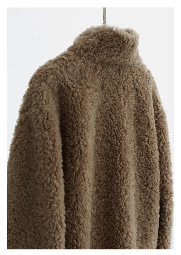 Teddy Style 100% Wool Coat~Women's Short Lazy Style Loose Jacket Autumn and Winter New Model 2025 Faux Fur