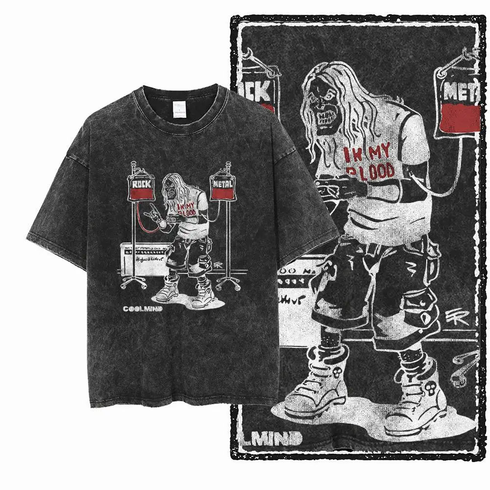 G24 Exclusive Big Size Cool Cotton Men's COOLMIND Printed Graphic T-shirt | Acid Washed Streetwear O-neck Men's Tee Tshirt